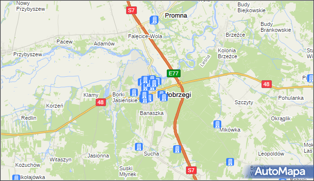 mapa Białobrzegi, Białobrzegi na mapie Targeo