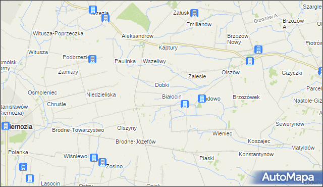 mapa Białocin gmina Iłów, Białocin gmina Iłów na mapie Targeo