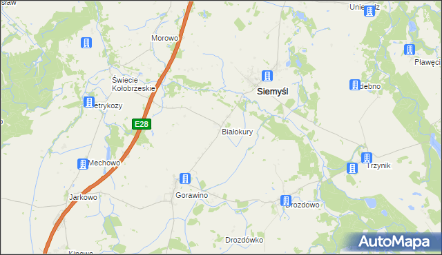 mapa Białokury, Białokury na mapie Targeo