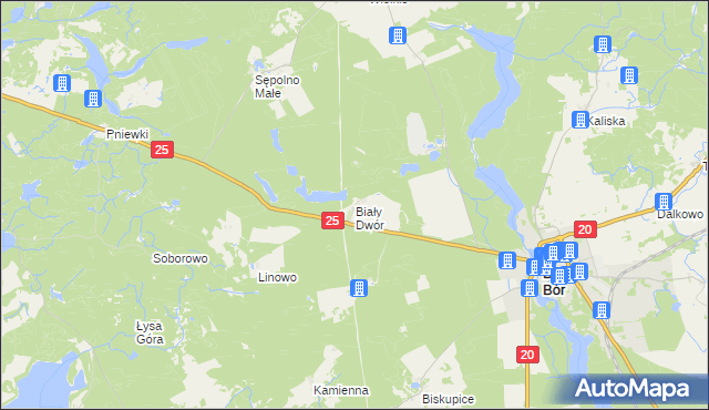 mapa Biały Dwór gmina Biały Bór, Biały Dwór gmina Biały Bór na mapie Targeo