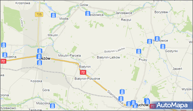 mapa Białynin-Latków, Białynin-Latków na mapie Targeo