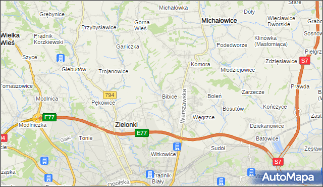mapa Bibice, Bibice na mapie Targeo