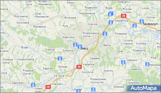 mapa Biecz powiat gorlicki, Biecz powiat gorlicki na mapie Targeo