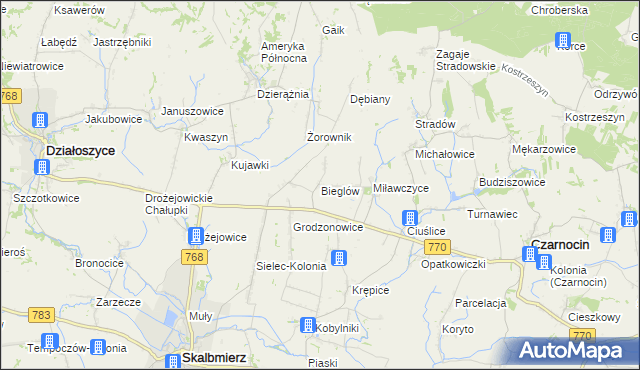 mapa Bieglów, Bieglów na mapie Targeo