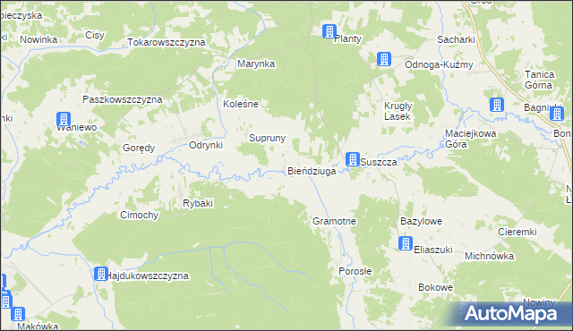 mapa Bieńdziuga, Bieńdziuga na mapie Targeo