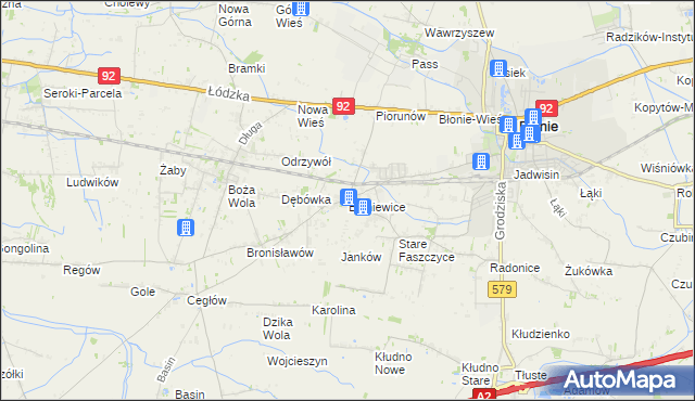 mapa Bieniewice, Bieniewice na mapie Targeo
