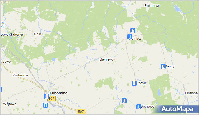 mapa Bieniewo, Bieniewo na mapie Targeo