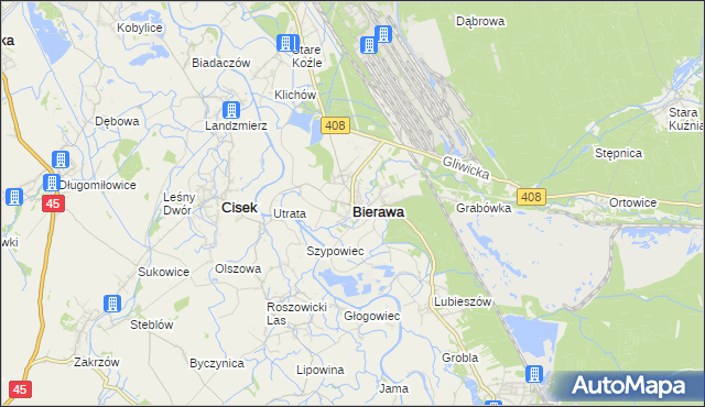 mapa Bierawa, Bierawa na mapie Targeo