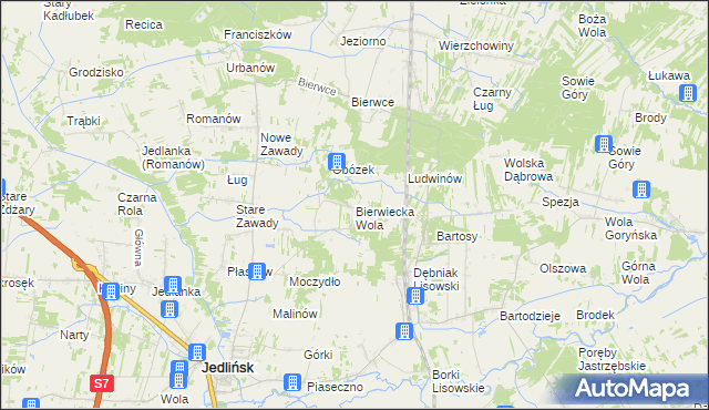 mapa Bierwiecka Wola, Bierwiecka Wola na mapie Targeo