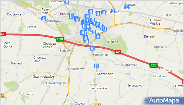 mapa Bierzglinek, Bierzglinek na mapie Targeo