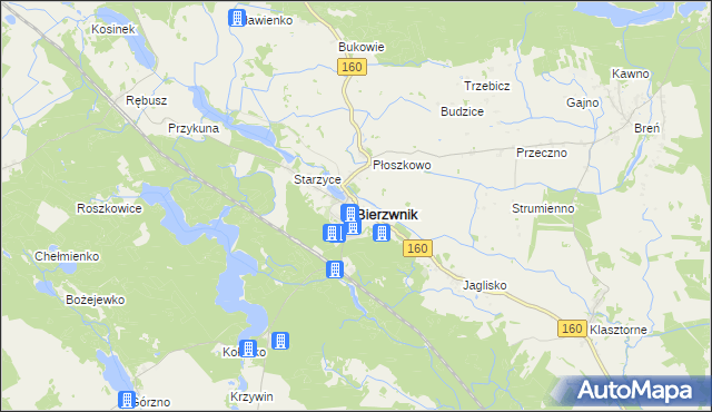mapa Bierzwnik, Bierzwnik na mapie Targeo