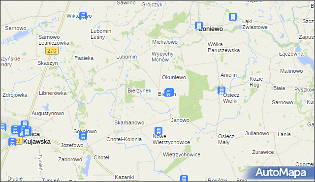 mapa Bierzyn gmina Boniewo, Bierzyn gmina Boniewo na mapie Targeo