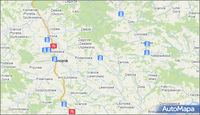 mapa Biesiadki gmina Gnojnik, Biesiadki gmina Gnojnik na mapie Targeo