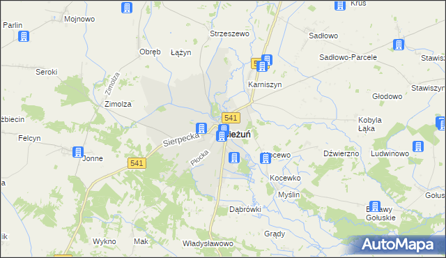 mapa Bieżuń, Bieżuń na mapie Targeo