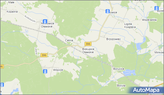 mapa Biskupice Oławskie, Biskupice Oławskie na mapie Targeo