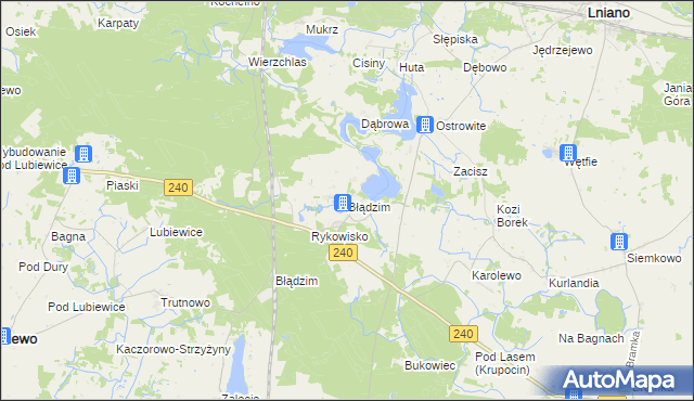 mapa Błądzim gmina Lniano, Błądzim gmina Lniano na mapie Targeo