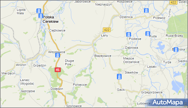 mapa Błażejowice gmina Cisek, Błażejowice gmina Cisek na mapie Targeo