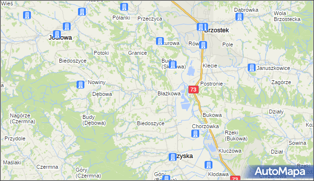 mapa Błażkowa gmina Brzyska, Błażkowa gmina Brzyska na mapie Targeo