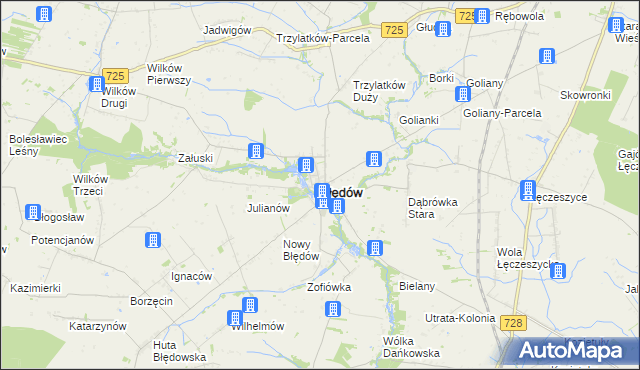 mapa Błędów powiat grójecki, Błędów powiat grójecki na mapie Targeo