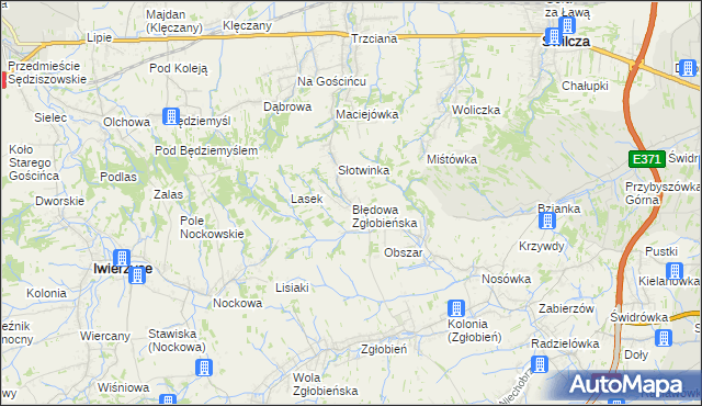 mapa Błędowa Zgłobieńska, Błędowa Zgłobieńska na mapie Targeo