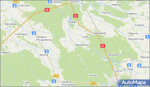 mapa Bledzianów, Bledzianów na mapie Targeo