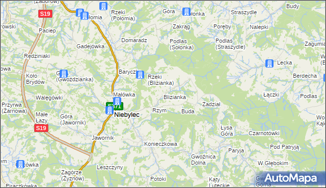 mapa Blizianka, Blizianka na mapie Targeo