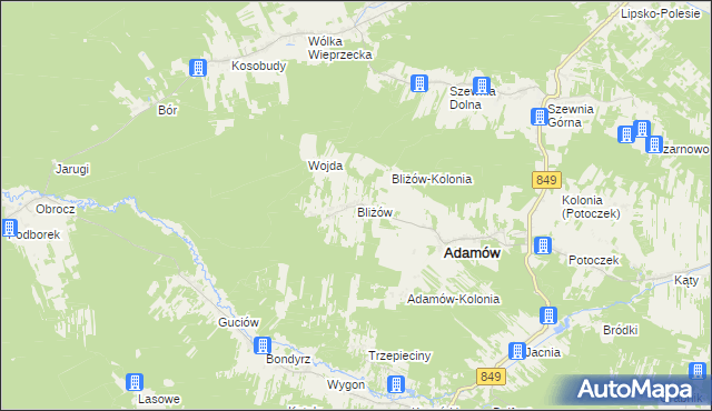 mapa Bliżów, Bliżów na mapie Targeo