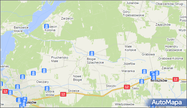 mapa Błogie Rządowe, Błogie Rządowe na mapie Targeo