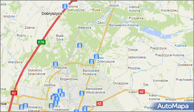 mapa Blok Dobryszyce, Blok Dobryszyce na mapie Targeo