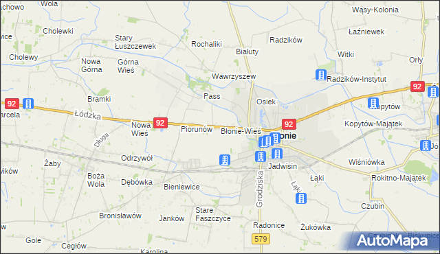 mapa Błonie-Wieś, Błonie-Wieś na mapie Targeo
