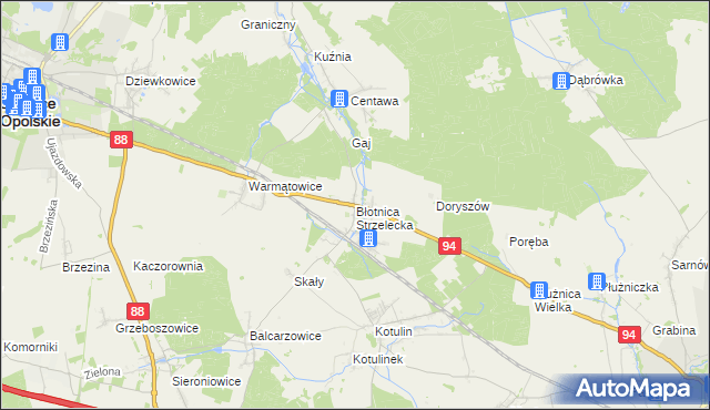 mapa Błotnica Strzelecka, Błotnica Strzelecka na mapie Targeo