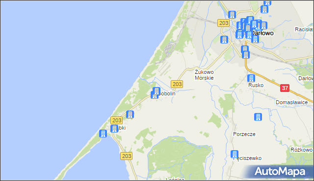 mapa Bobolin gmina Darłowo, Bobolin gmina Darłowo na mapie Targeo