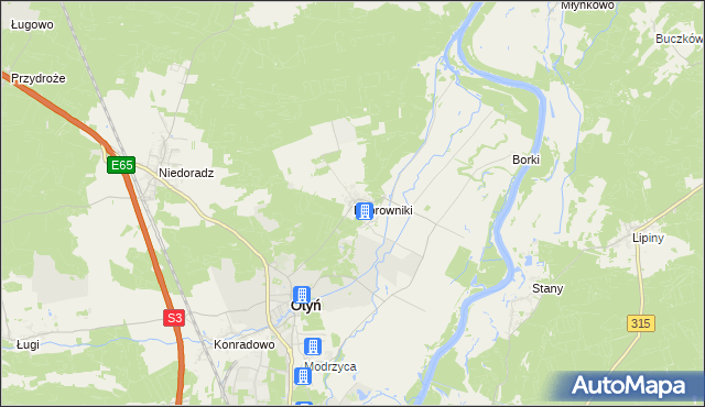 mapa Bobrowniki gmina Otyń, Bobrowniki gmina Otyń na mapie Targeo