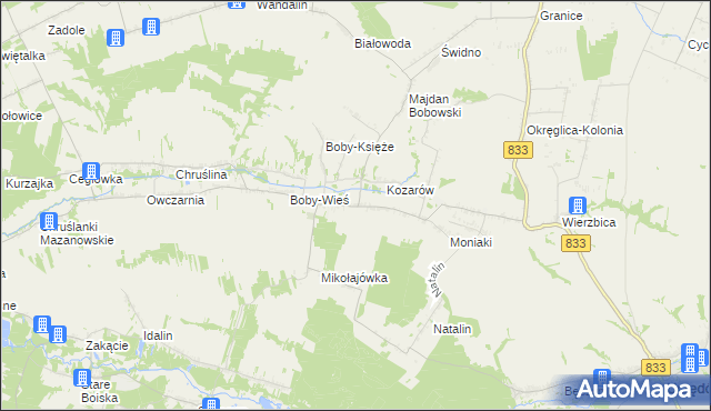 mapa Boby-Kolonia, Boby-Kolonia na mapie Targeo