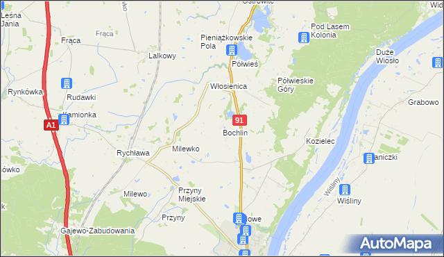 mapa Bochlin gmina Nowe, Bochlin gmina Nowe na mapie Targeo