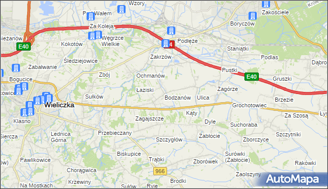 mapa Bodzanów gmina Biskupice, Bodzanów gmina Biskupice na mapie Targeo