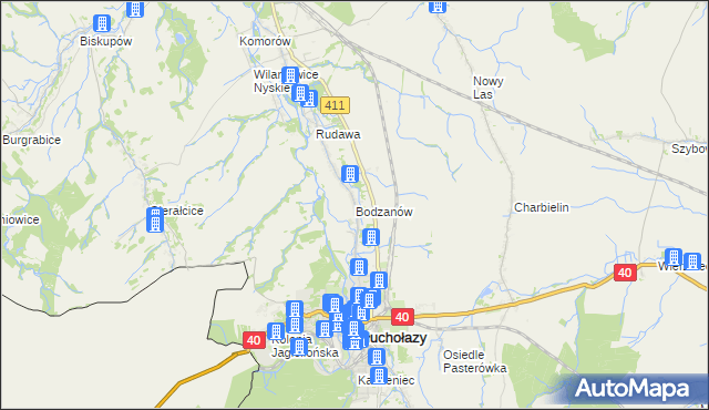 mapa Bodzanów gmina Głuchołazy, Bodzanów gmina Głuchołazy na mapie Targeo