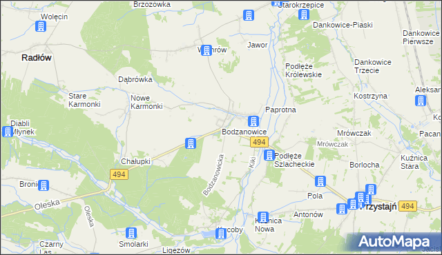 mapa Bodzanowice, Bodzanowice na mapie Targeo