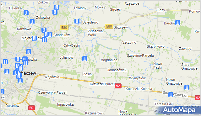 mapa Bogdaniec gmina Sochaczew, Bogdaniec gmina Sochaczew na mapie Targeo