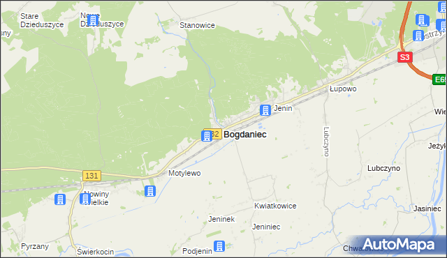 mapa Bogdaniec powiat gorzowski, Bogdaniec powiat gorzowski na mapie Targeo