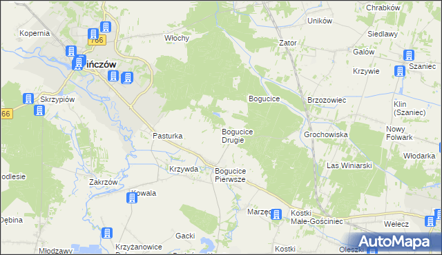 mapa Bogucice Drugie, Bogucice Drugie na mapie Targeo