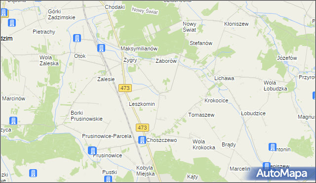 mapa Bogucice gmina Zadzim, Bogucice gmina Zadzim na mapie Targeo