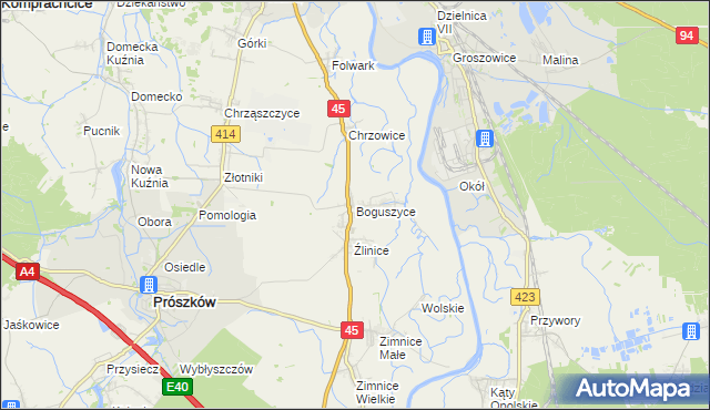 mapa Boguszyce gmina Prószków, Boguszyce gmina Prószków na mapie Targeo