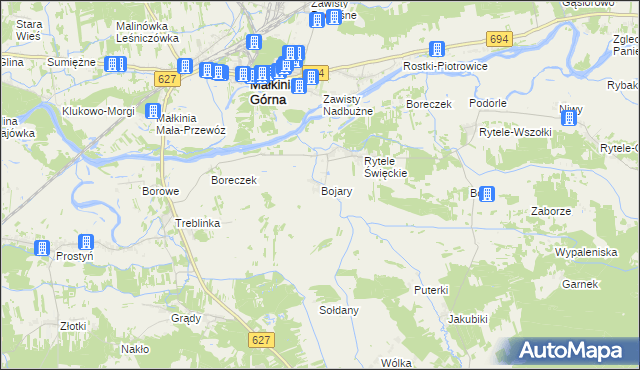 mapa Bojary gmina Kosów Lacki, Bojary gmina Kosów Lacki na mapie Targeo
