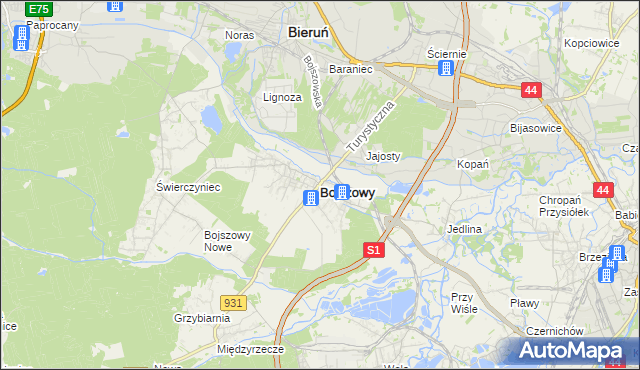 mapa Bojszowy, Bojszowy na mapie Targeo