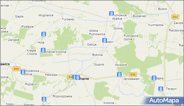 mapa Bokinia, Bokinia na mapie Targeo