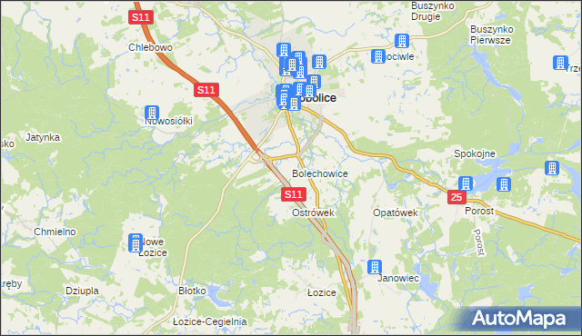 mapa Bolechowice gmina Bobolice, Bolechowice gmina Bobolice na mapie Targeo