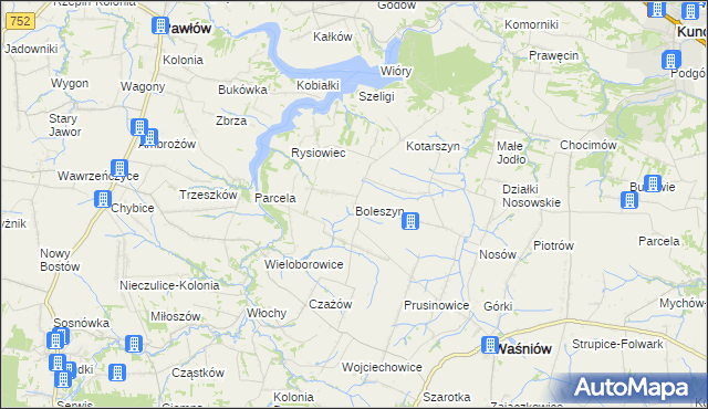 mapa Boleszyn gmina Waśniów, Boleszyn gmina Waśniów na mapie Targeo