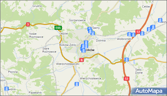 mapa Bolków powiat jaworski, Bolków powiat jaworski na mapie Targeo