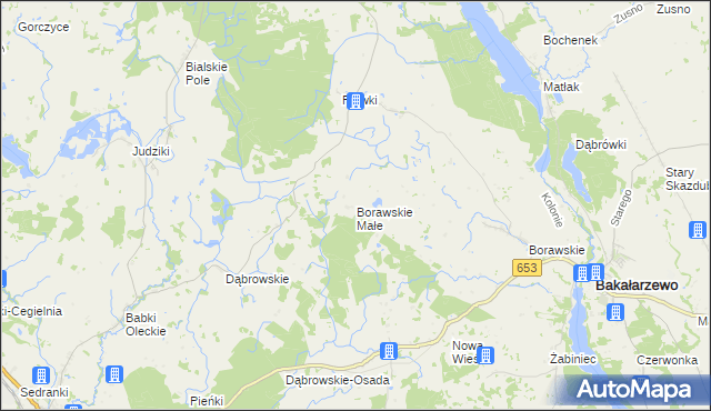 mapa Borawskie Małe, Borawskie Małe na mapie Targeo
